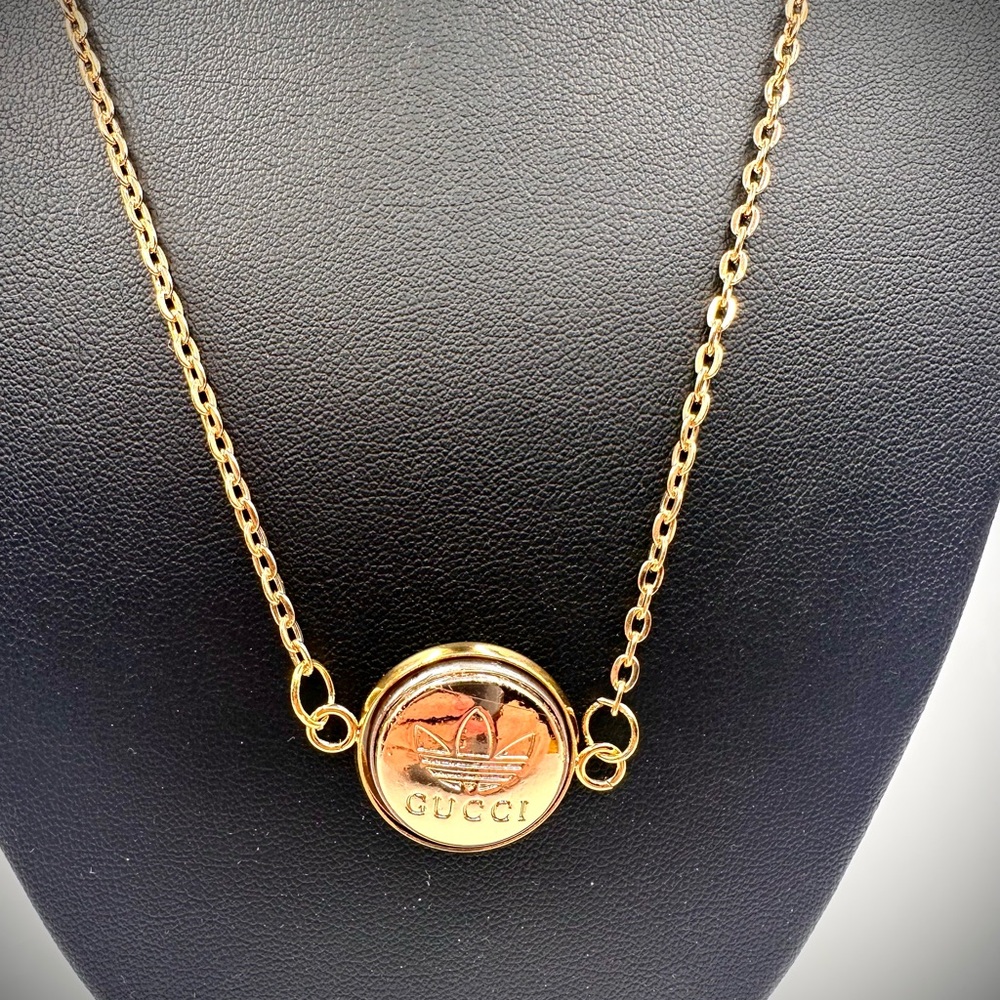 Beautiful Repurposed Gold Plated Chain Necklace with Pendant & Lobster Claw